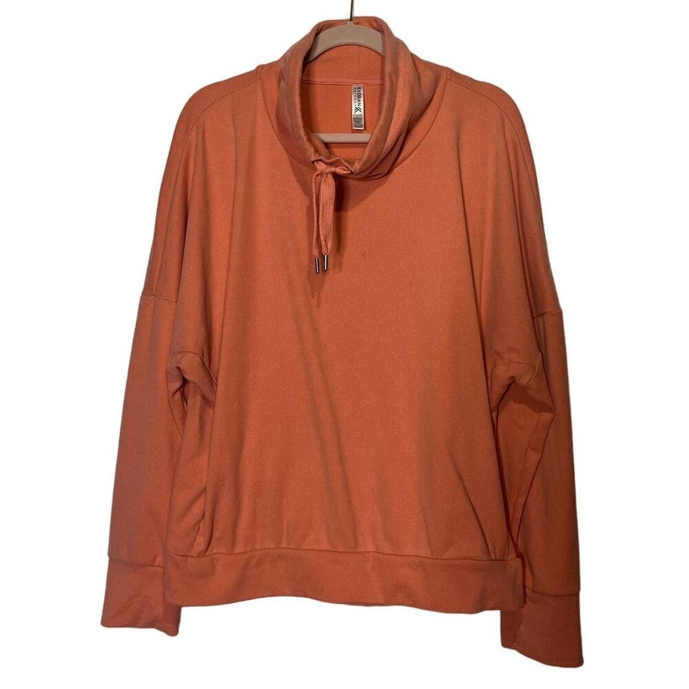 Kyodan Outdoor Drawstring Mock Neck Pullover Sweatshirt Orange Women's Size XXL